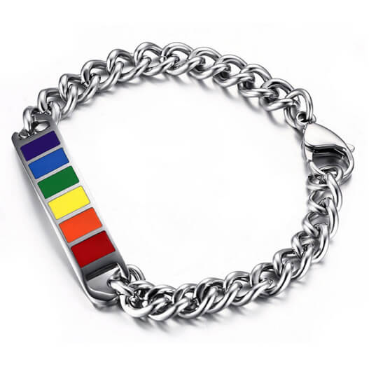Stainless steel rainbow bracelet with lobster clasp