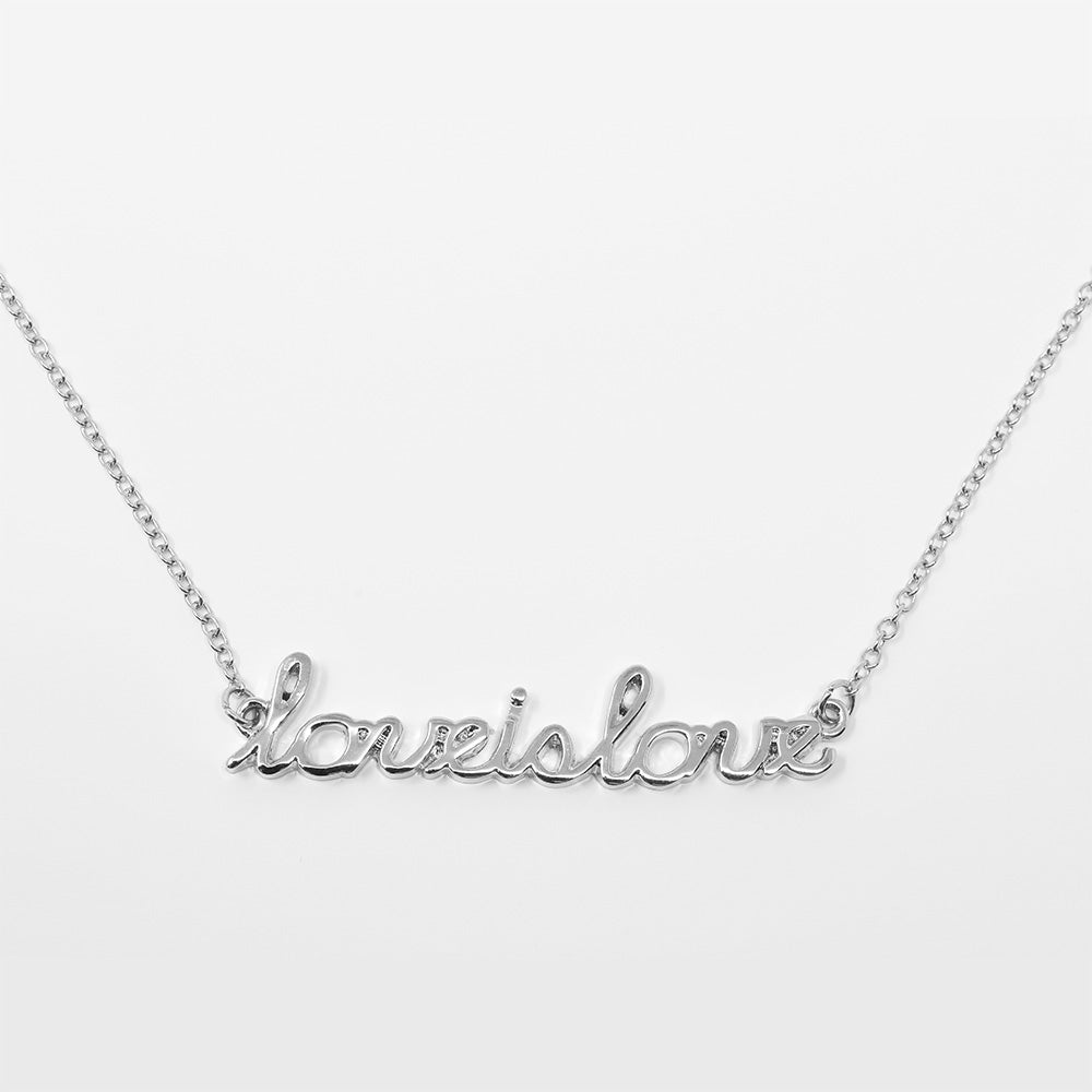 Love is love cursive necklace
