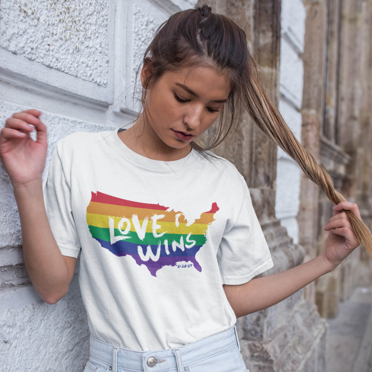 Rainbow love wins t-shirt on white